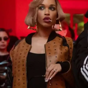 Shop Cleopatra Coleman TV Series Nemesis S01 Ebony Wilder MCM Bomber Leather Jacket