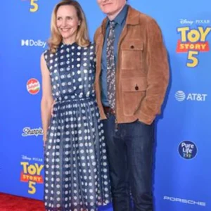 Shop Conan O'Brien Toy Story 5 Premiere Brown Suede Leather Jacket For Men and Women