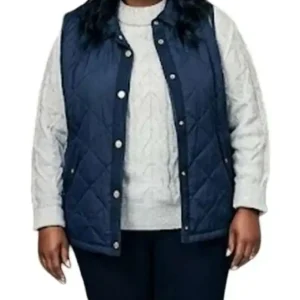 Shop Debbie TV Series Ride or Die 2026 Octavia Spencer Blue Quilted Vest For Men and Women