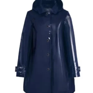 Shop Dylan Dreyer The Today Show 2026 Navy Blue Hooded Rain Jacket For Men and Women
