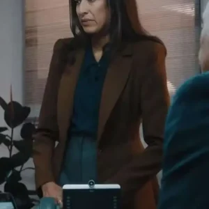 Shop Emma Harvie TV Series Ground Up 2026 Destiny Pitt Brown Wool Blazer