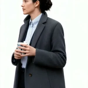 Shop Emmy Rossum Furious 2026 FBI Agent Alice Black Grey Wool Coat