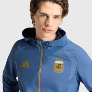 Shop FIFA World Cup 2026 Argentina Adidas Tiro Travel Windbreaker Blue Jacket