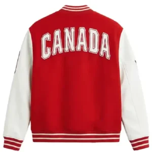 Shop FIFA World Cup 2026 Canada Red and White Wool Varsity Jacket