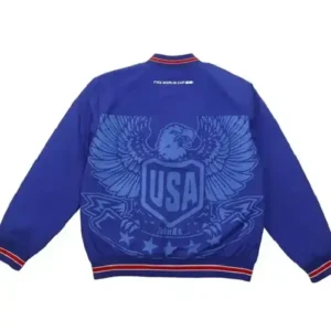 Shop FIFA World Cup 2026 Road To Victory USA Blue Bomber Varsity Jacket For Men and Women