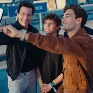 Shop George Russell World Premiere Launch Brown Suede Leather Jacket