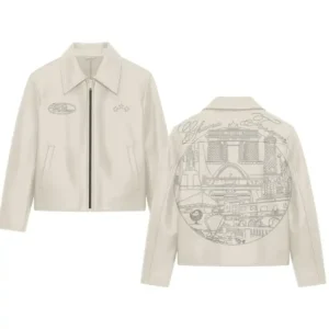 Shop Ghana Forever Off-White Leather Jacket For Men and Women