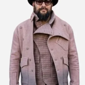 Shop Jason Momoa TV Series On The Roam Season 02 Houndstooth Pink Wool Checkered Jacket