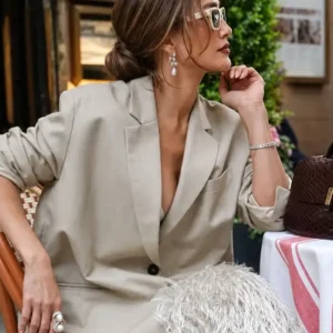 Shop Jennifer Lopez Movie Office Romance 2026 Jackie Cruz Beige Blazer