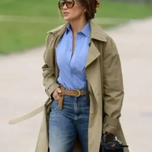 Shop Jennifer Lopez Paris 2026 Double Breasted Beige Trench Coat For Women