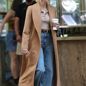 Shop Jessica Chastain TV Series Off Weeks Stella West Brown Wool Long Coat