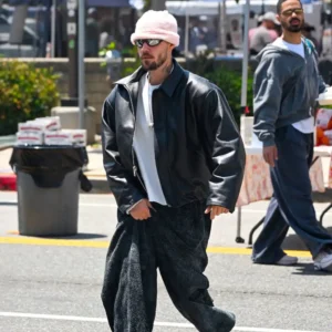 Shop Justin Bieber Los Angeles 2026 Black Leather Jacket