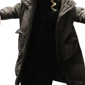 Shop Kathryn Newton Ready or Not 2 Here I Come 2026 Faith MacCaullay Puffer Hooded Coat