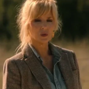 Shop Kelly Reilly 2026 TV Series Dutton Ranch S01 Beth Dutton Brown Checkered Blazer For Women