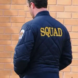 Shop Kelly Severide TV Series Chicago Fire Blue Quilted Bomber Jacket For Men and Women