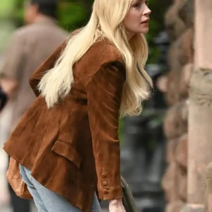 Shop Lindsay Lohan Count Me Lies Violet Lockhart Brown Suede Leather Blazer