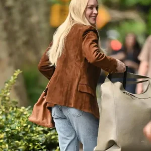 Shop Lindsay Lohan Count Me Lies Violet Lockhart Brown Suede Leather Blazer For Women