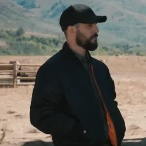 Shop Logan Marshall-Green 2026 TV Series Marshals S01 Pete Calvin Black Satin Bomber Jacket