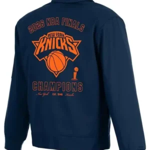 Shop NY Knicks 2026 Champions NBA Finals Full Zip Blue Workwear Jacket