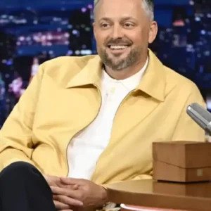 Shop Nate Bargatze The Tonight Show Starring Jimmy Fallon 2026 Light Yellow Jacket For Men and Women
