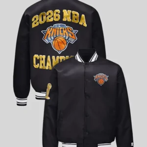 Shop New York Knicks Basketball Champions Black Satin Jacket