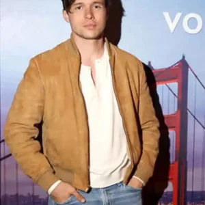 Shop Nick Robinson Voicemails for Isabelle Tan Brown Suede Bomber Jacket For Men and Women