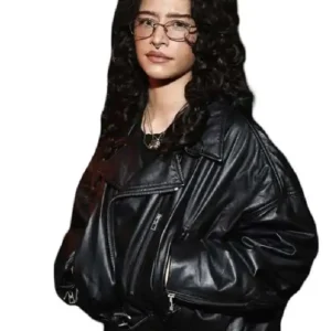 Shop Odessa A’zion The Actor Awards Black Biker Oversized Leather Jacket For Men and Women