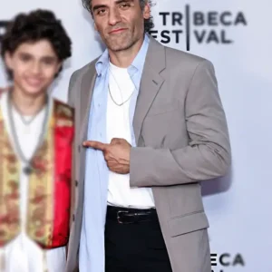 Shop Oscar Isaac Tribeca Festival 2026 Beige Blazer For Men
