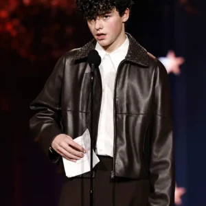 Shop Owen Cooper Critics Choice Awards 2026 Brown Leather Jacket