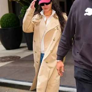 Shop Rihanna New York City 2026 Oversized Beige Trench Coat For Women