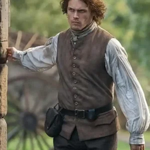 Shop Sam Heughan TV Series Outlander S08 Jamie Fraser Brown Cotton Vest For Men and Women