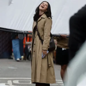 Shop Selena Gomez TV Series Only Murders In The Building S06 Mabel Mora Beige Trench Coat For Men and Women