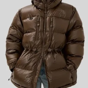 Shop TNF x Cecilie Bahnsen Himalayan Brown Puffer Hooded Jacket