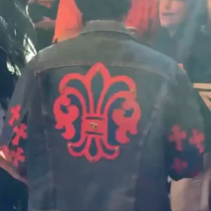 Shop Timothee Chalamet NBA Finals 2026 Game 4 Chrome Heart Blue Denim Jacket