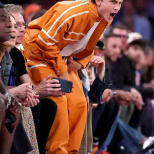 Shop Timothée Chalamet NBA Finals 2026 Orange Jacket