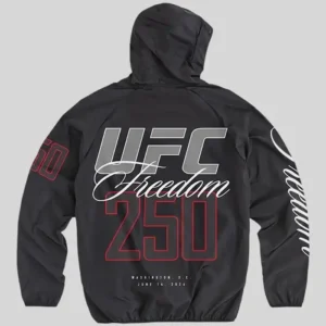 Shop UFC Freedom 250 Black Hooded Windbreaker Zip-Up Jacket For Men and Women