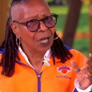 Shop Whoopi Goldberg TV Show The View New York Knicks Colorblock Orange and Blue Jacket For Men and Women