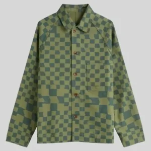 Stephen Kalyn Off Campus 2026 TV Series Season 01 Dean Di Laurentis Drill Olive Green Printed Jacket