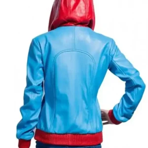 Supergirl House of El Shield Blue and Red Hooded Leather Jacket