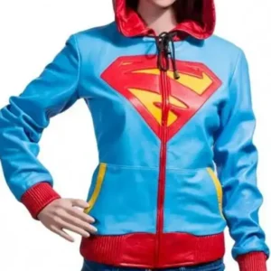 Supergirl Leather Jacket with Hoodie