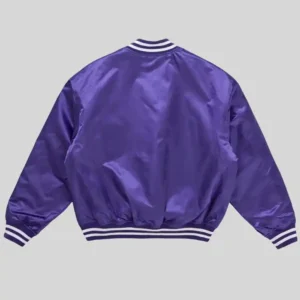 Supreme Champion Purple Satin Full Snap Varsity Jacket For Men and Women