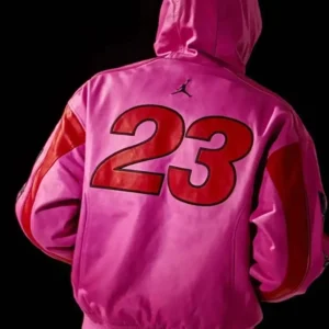 Supreme X Jordan Pink Hooded Leather Jacket
