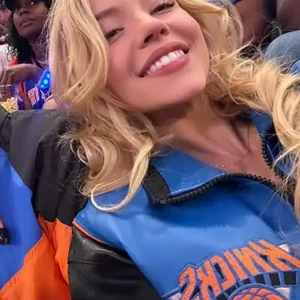 Sydney Sweeney Basketball 2026 Finals Game 4 Knicks Leather Jacket