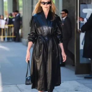 The Death of Robin Jodie Comer Black Leather Coat