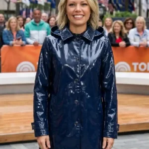 The Today Show Dylan Dreyer Blue Hooded Rain Coat