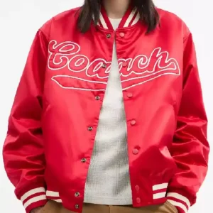 Thomas Brooks Press Junket 2026 Off Campus Jalen Red Satin Bomber Jacket For Men and Women