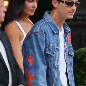 Timothee Chalamet NBA Finals 2026 Game 4 Chrome Heart Blue Denim Jacket For Men and Women