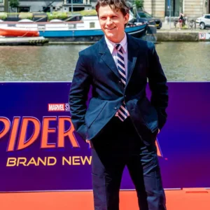 Tom Holland SPIDER MAN BRAND NEW DAY 2026 Amsterdam Navy Blue Blazer For Men