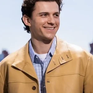 Tom Holland Spider-Man Brand New Day Promotion Amano Conference Berlin 2026 Beige Prada Leather Jacket