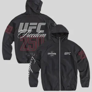 UFC Freedom 250 Black Hooded Windbreaker Zip-Up Jacket